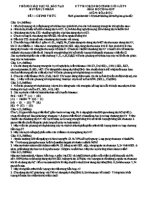Kỳ thi chọn học sinh giỏi lớp 9 năm học 2016 - 2017 môn Hóa học